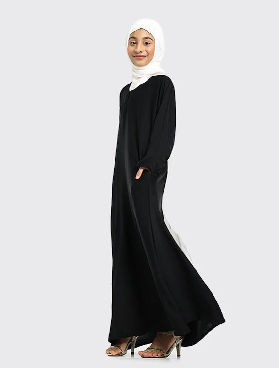 Girls Black Basic Abaya