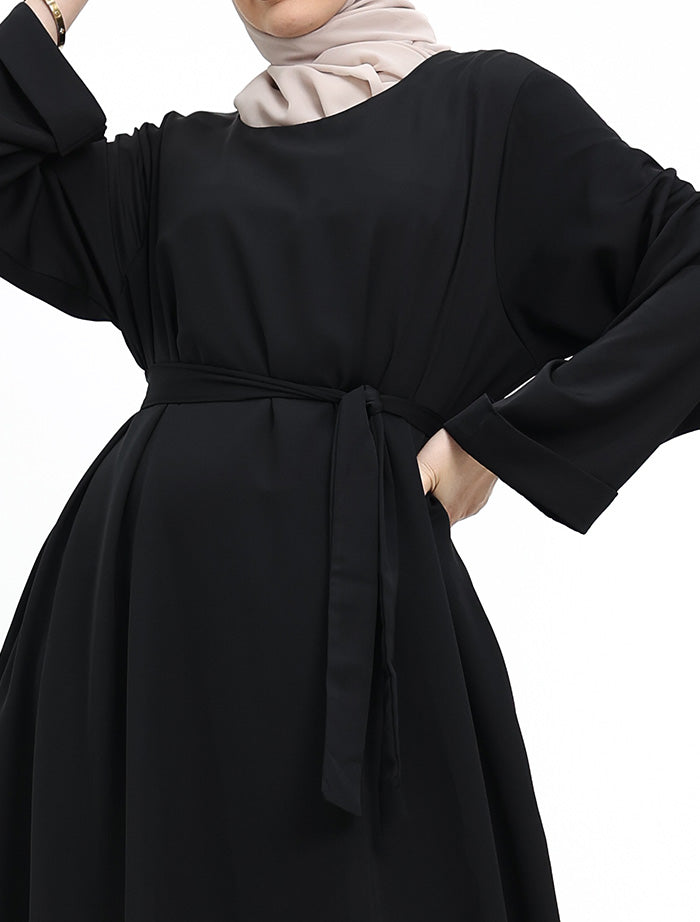 Black Cuff Plain Abaya