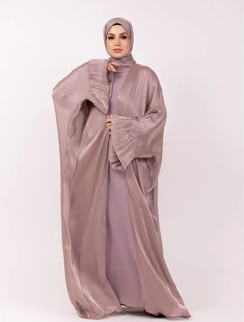 Rose Pink Open Organza Kaftan Set