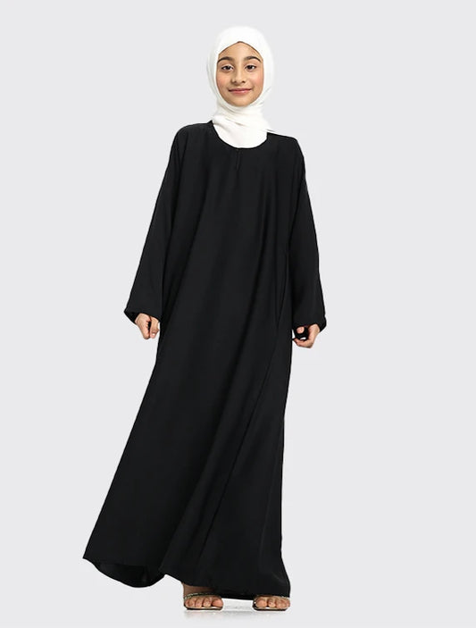 Girls Black Basic Abaya