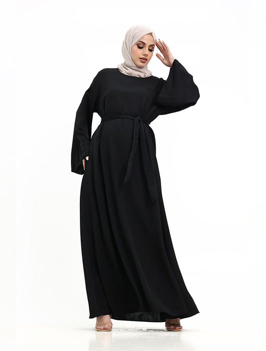 Black Wide Sleeve Plain Abaya
