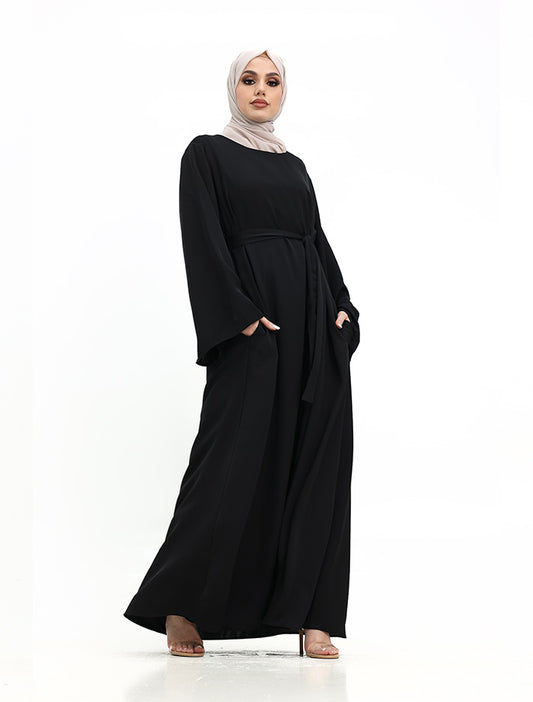 Black Wide Sleeve Plain Abaya