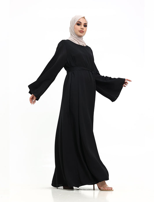 Black Wide Sleeve Plain Abaya