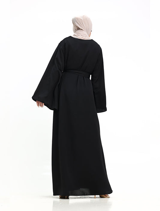 Black Wide Sleeve Plain Abaya