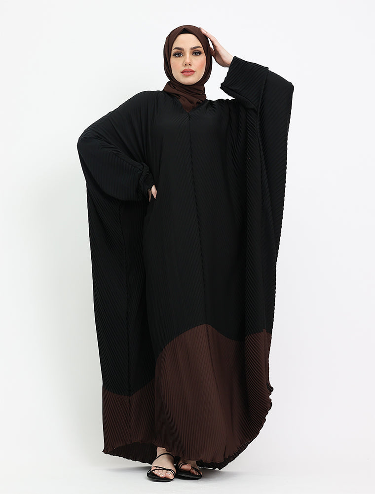 Brown Pleated Batwing