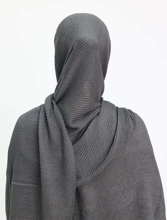 Grey Crinkle Lurex Hijab