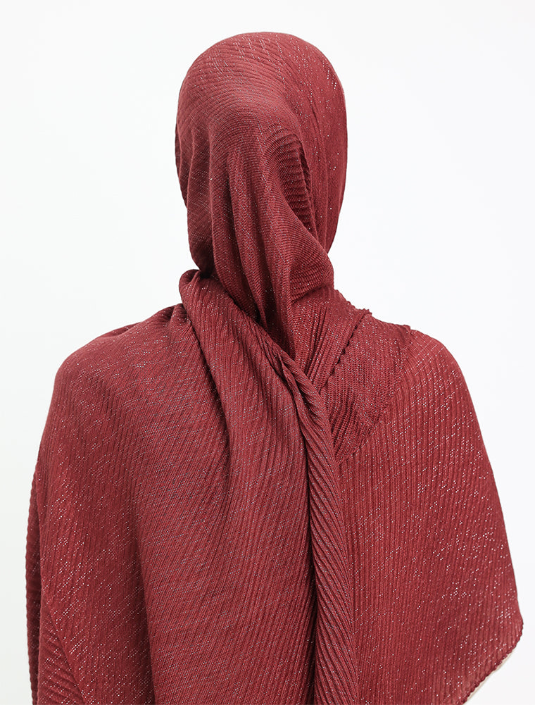 Maroon Crinkle Lurex Hijab