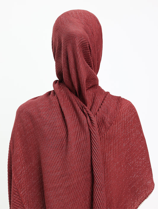 Maroon Crinkle Lurex Hijab