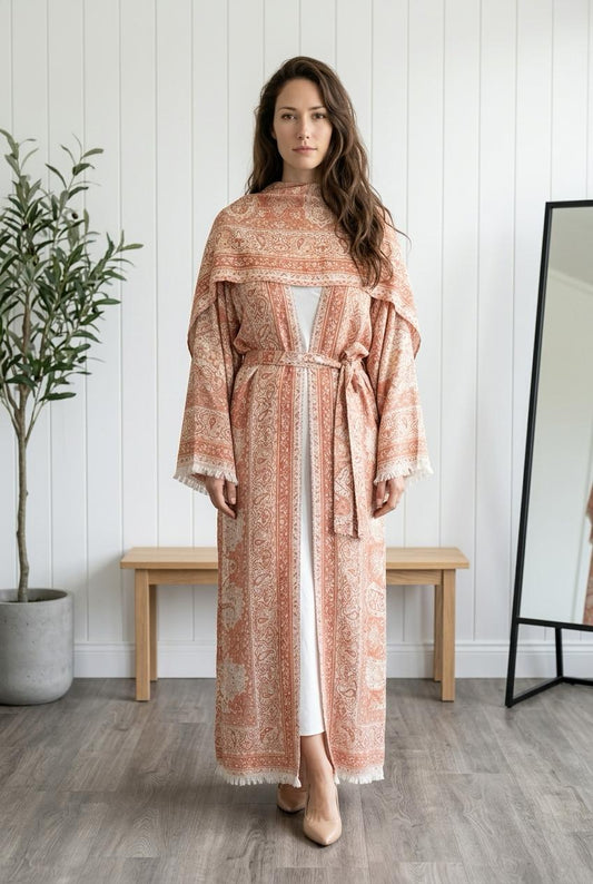 pashmina stone work abaya with inner