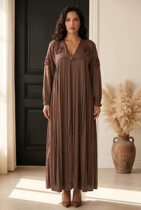pleated abaya with inner