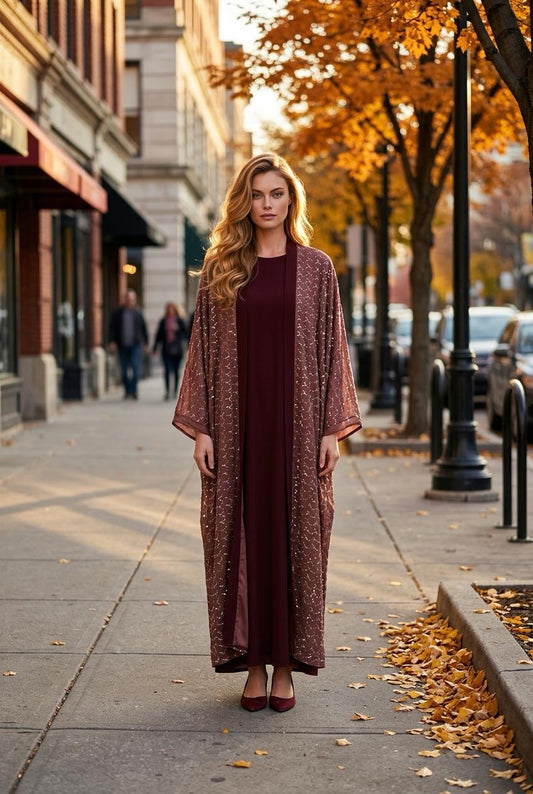 two toned abaya with inner
