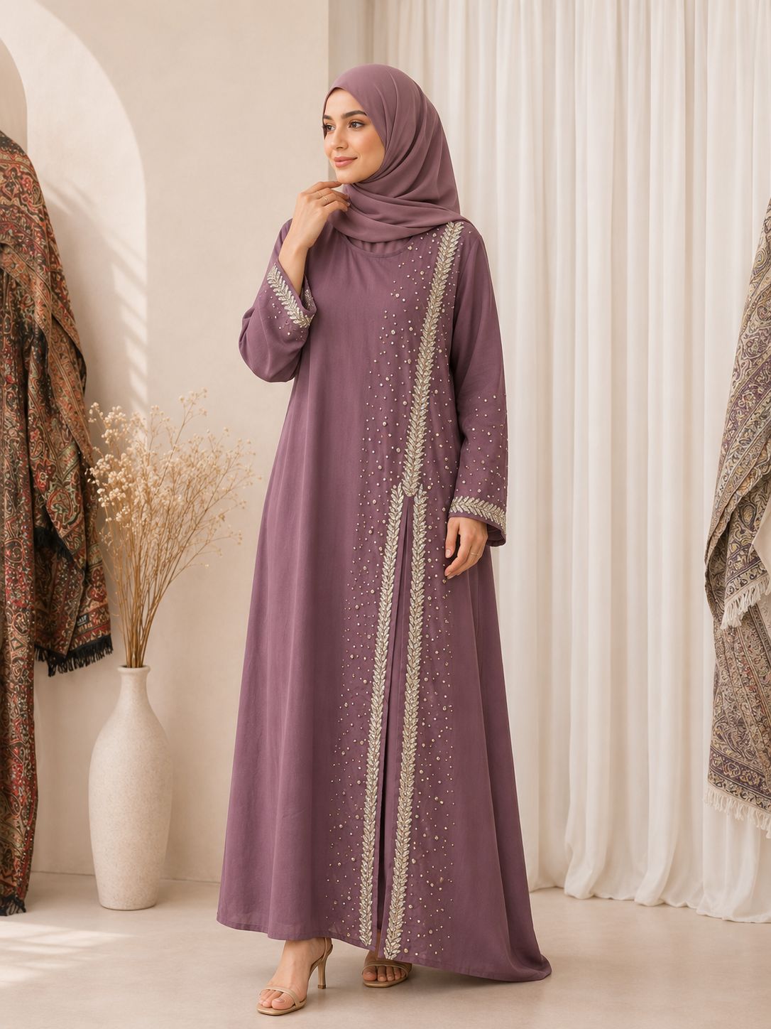 shimmer georgette abaya