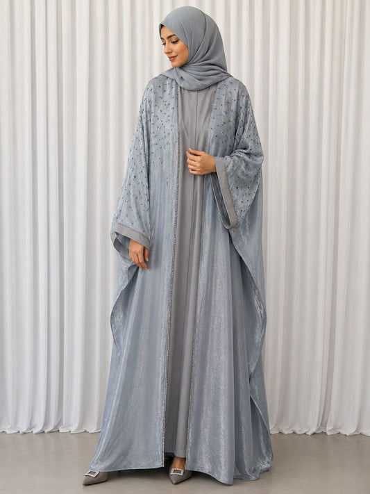 two piece organza abaya