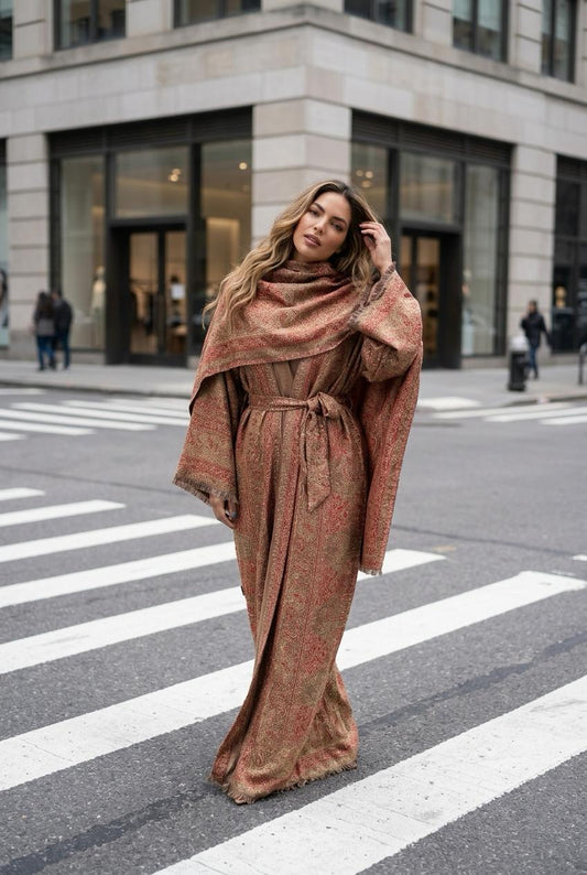 pashmina stone work abaya with inner