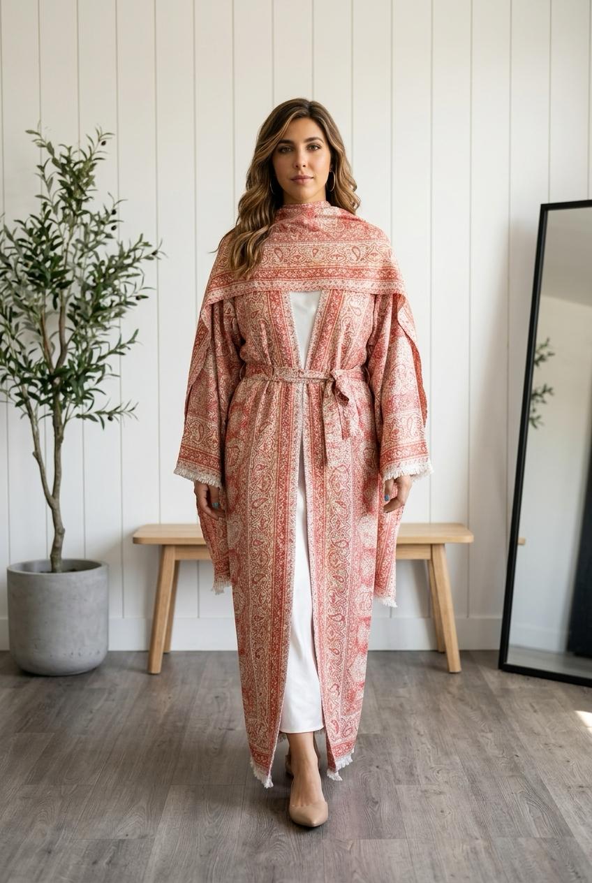 pashmina stone work abaya with inner