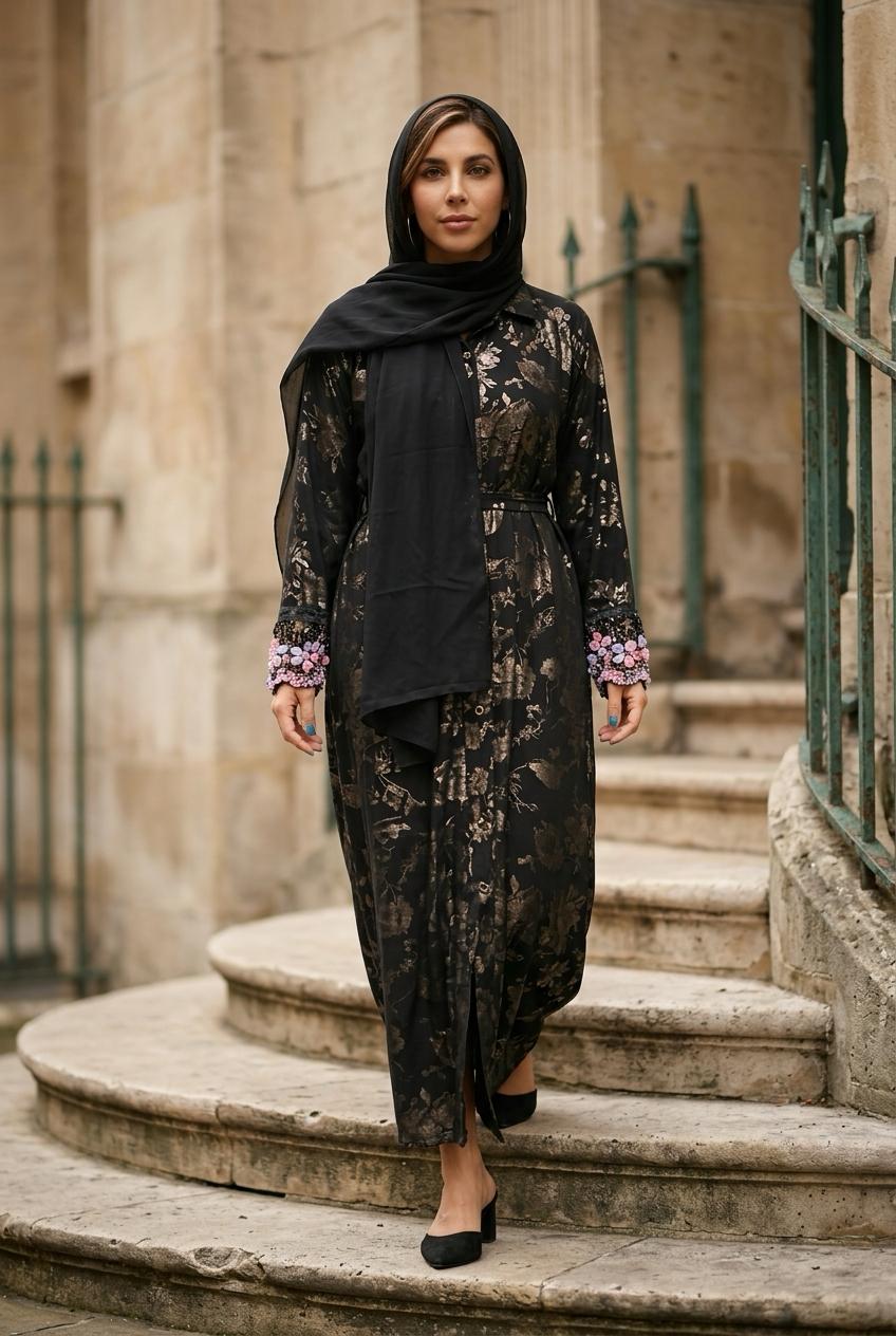 black satin abaya