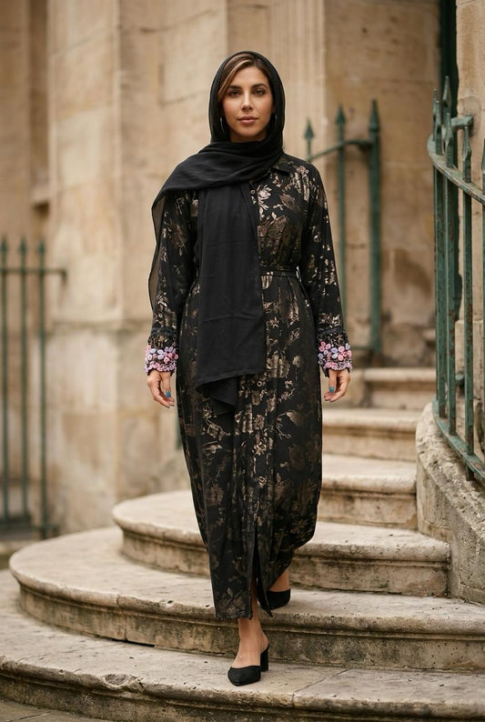 black satin abaya