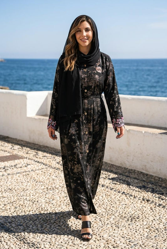 black satin abaya