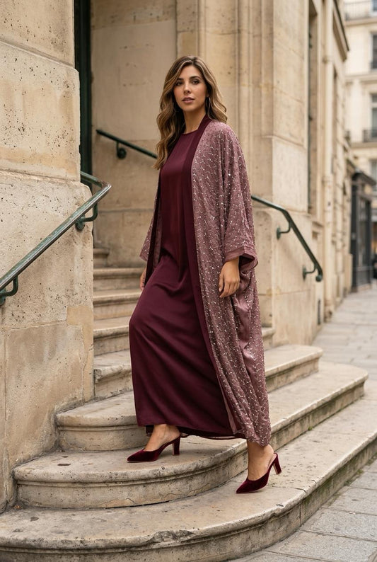 two toned abaya with inner