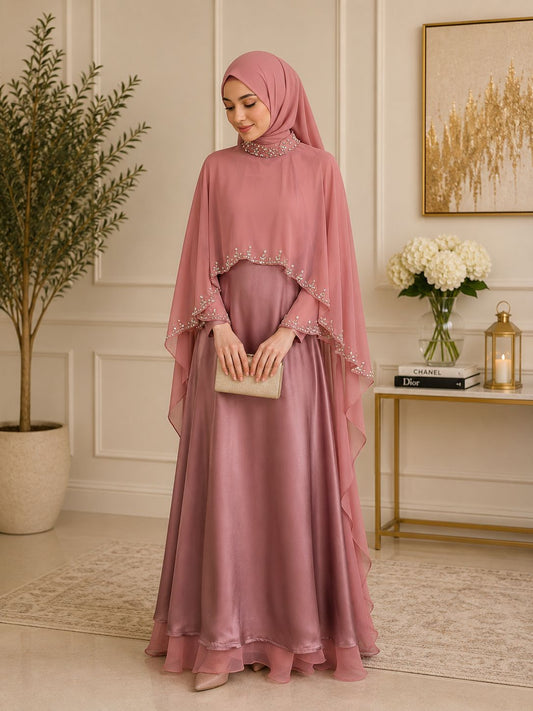 Two toned silk abaya