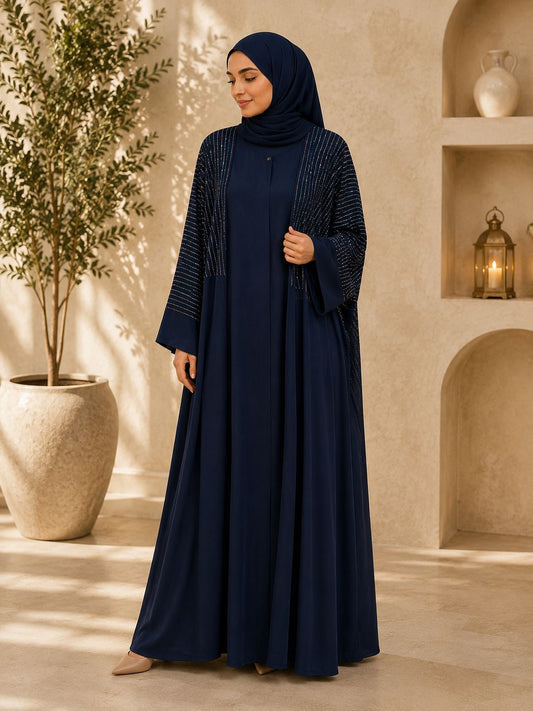 organza three piece abaya