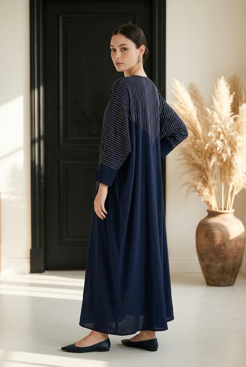 organza three piece abaya