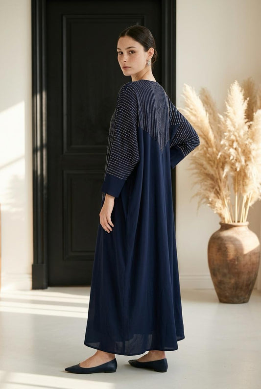 organza three piece abaya