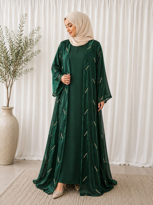 shimmer silk  fabric abaya