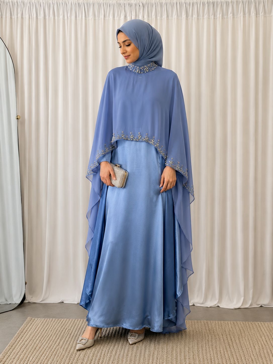 Two toned silk abaya